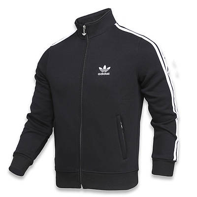 Кофта зима чоловіча чорна ADIDAS з біл лампас-стійка К-101 BLK M (Р) 21-701-003