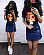 Костюм-спідниця міні джинс і футболка з принтом, фото 5