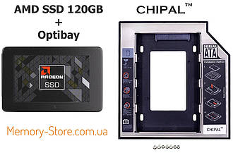 Комплект SSD 120GB + кишеня Optibay 9.5 mm, AMD R5SL120G