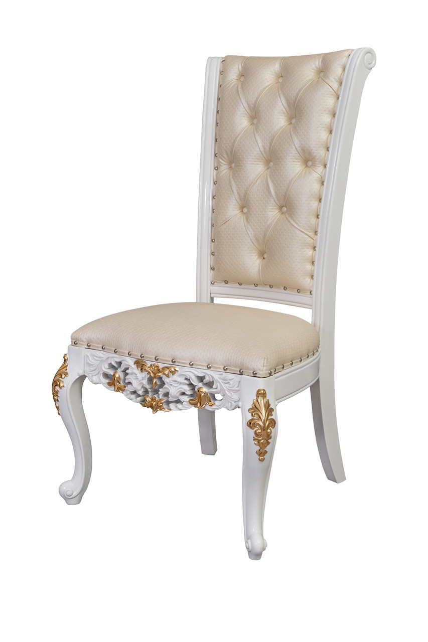 Стілець дерев'яний білий шкіряний Ермітаж