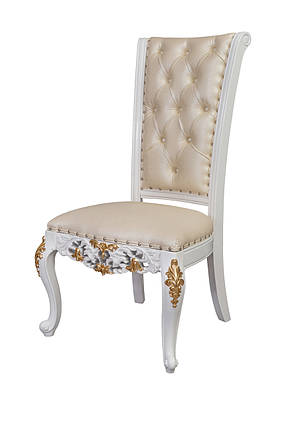 Стілець дерев'яний білий шкіряний Ермітаж, фото 1