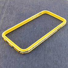 Бампер для Apple iPhone 6S iPhone 6, металевий зі стразами з силіконовою рамкою, Aliki, Золотистий /чохол/кейс/case/захист /айфон