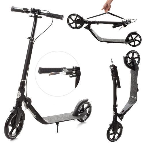 Двоколісний САМОКАТ D-MAX-7. Ручне гальмо. Чорний, колеса 230-200мм. Американський бренд