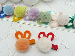 Заколка-качечка помпон 3.5 см з вушками 10 шт/уп.