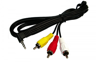 Кабель 3RCA-3.5мм Jack аудіо-відео 14 мм 1.8 метра кутовий
