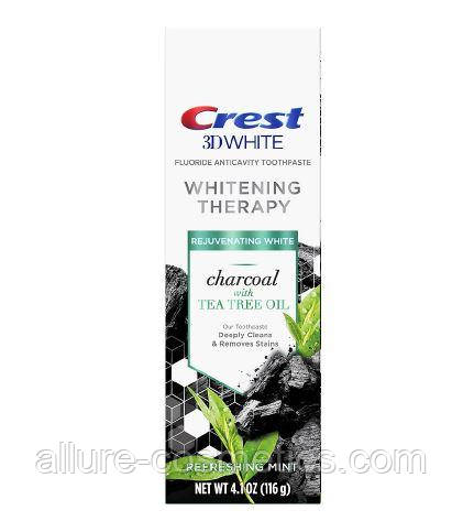 Вибілювальна вугільна зубна паста Crest 3D white Whitening Toothpaste charcoal Tea tree oil 116г