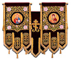 Хоругви для храмів великі вишивка на оксамиті термодрук ікони 120х80см