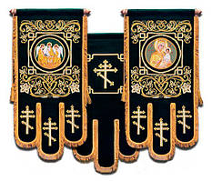 Тканинні церковні Хоругви з вишивкою на оксамиті, ікони вишиті 85х50см