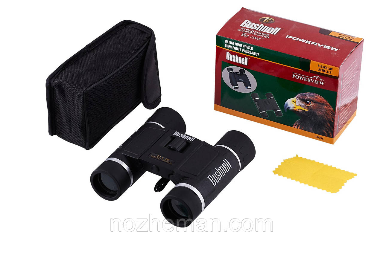 Бінокль 10x28 - Bushnell, має міцний і легкий корпус з гумовим захисним покриттям