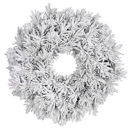 Вінок ø 45 см декоративний Dinsmore Frosted зелений зі снігом, фото 1