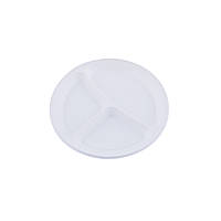 Тарелка круглая пластиковая одноразовая 3-х секционная 205мм, 100шт/уп
