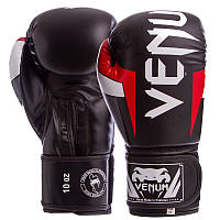 Перчатки боксерские черные c красным VENUM ELITE FLEX на липучке BO-5338, 12 унций: Gsport