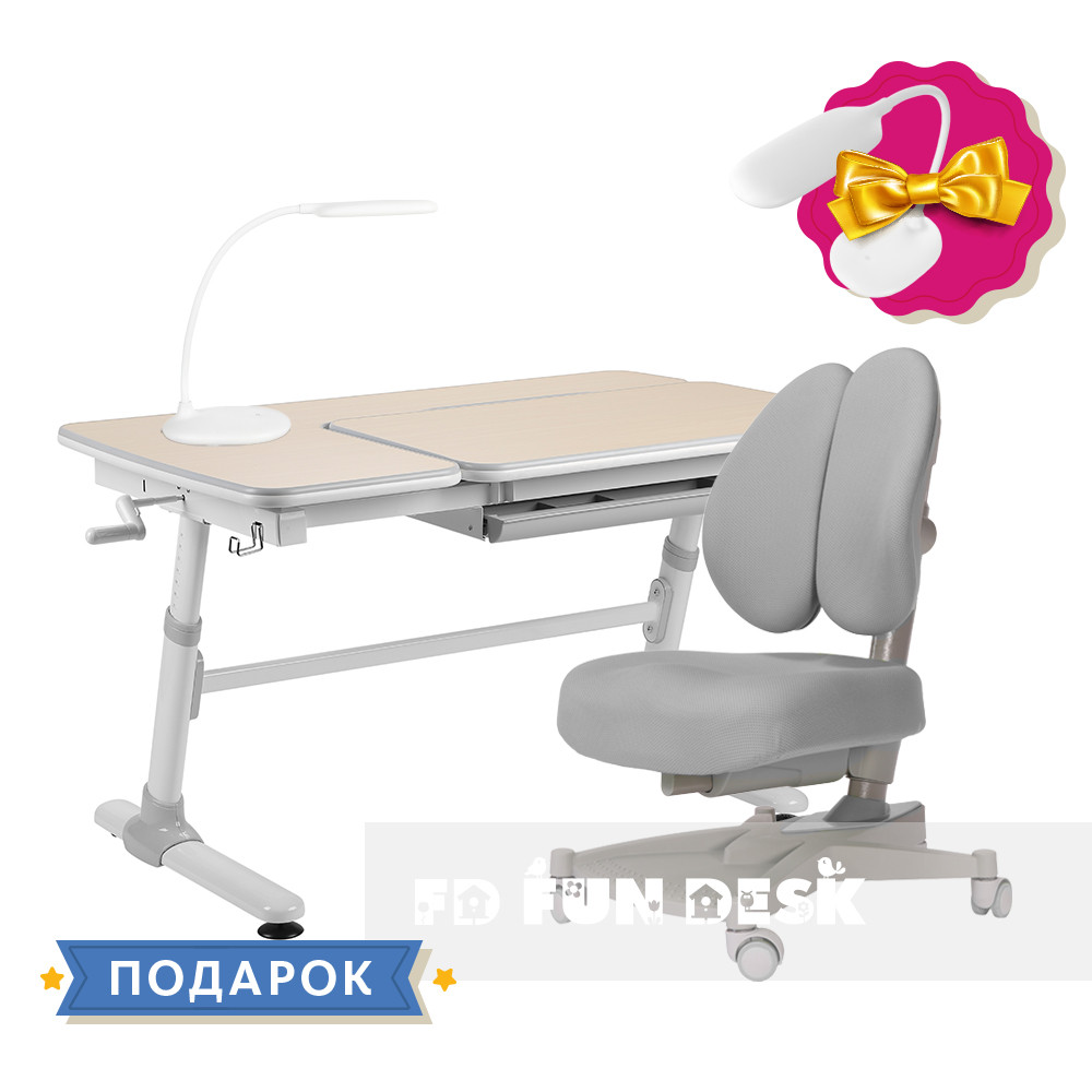 Комплект для підлітків стіл-трансформер FunDesk Invito Grey + ортопедичне крісло FunDesk Contento Grey