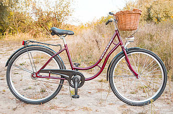 Велосипед жіночий міський Uniwersal 26 Red з кошиком Польща