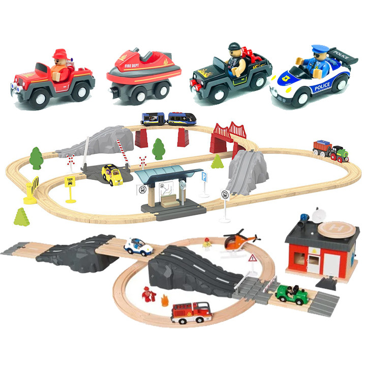 🚂 Велика дерев'яна залізниця PLAYTIVE Junior XL 120 елементів Німеччина, фото 1