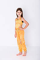 Детский костюм восточный для танцев живота красивый шифоновый оранжевого цвета 110-130 см.