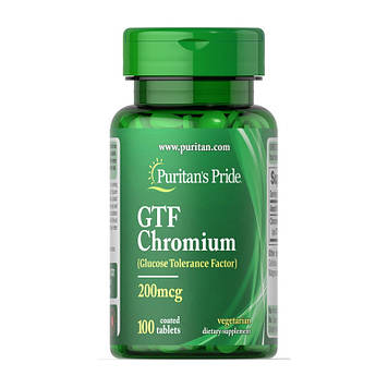 Хром (дрібджі GTF) Puritan's Pride GTF Chromium 200 mcg 100 таблеток