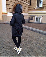 Куртка пуховик женская TARUN  Y019-013-grey темно серая с капюшоном, фото 2