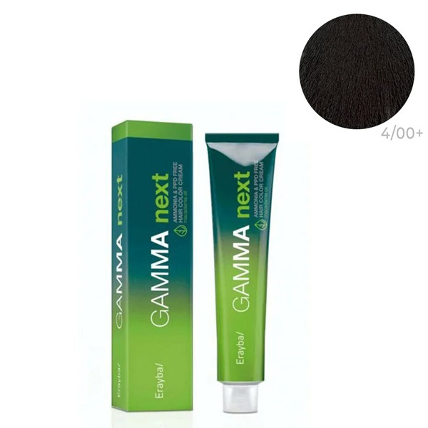Безаміачна крем-фарба для волосся Erayba Gamma Next 4/00+ Інтенсивний каштан для сивини 100 мл