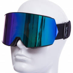 Лижні окуляри маска з подвійним склом чорний обідок синє скло хамеліон