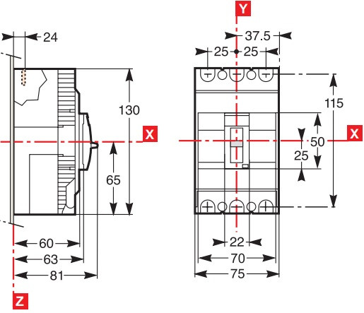 автомат ezc100 100а габарити