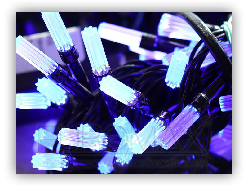 Гірлянда чорний провід матова гексагональна лампа 100LED (мікс) LED100M-5 100шт 8320