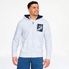 Чоловіча біла толстовка, худі Puma Big Logo ОРИГИНАЛ з капюшоном 597169_01, фото 5
