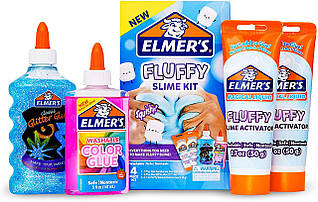 Набір для створення слаймів Elmer`s Fluffy Slime Кольоровий Клей Елмерс, Клей з Гліттером та Активатори (00697)