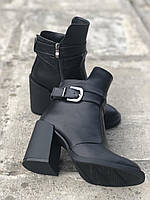 Красивые молодежные ботинки женские из натуральной кожи на высоком каблуке классические 40 размер MKraFVT 8065