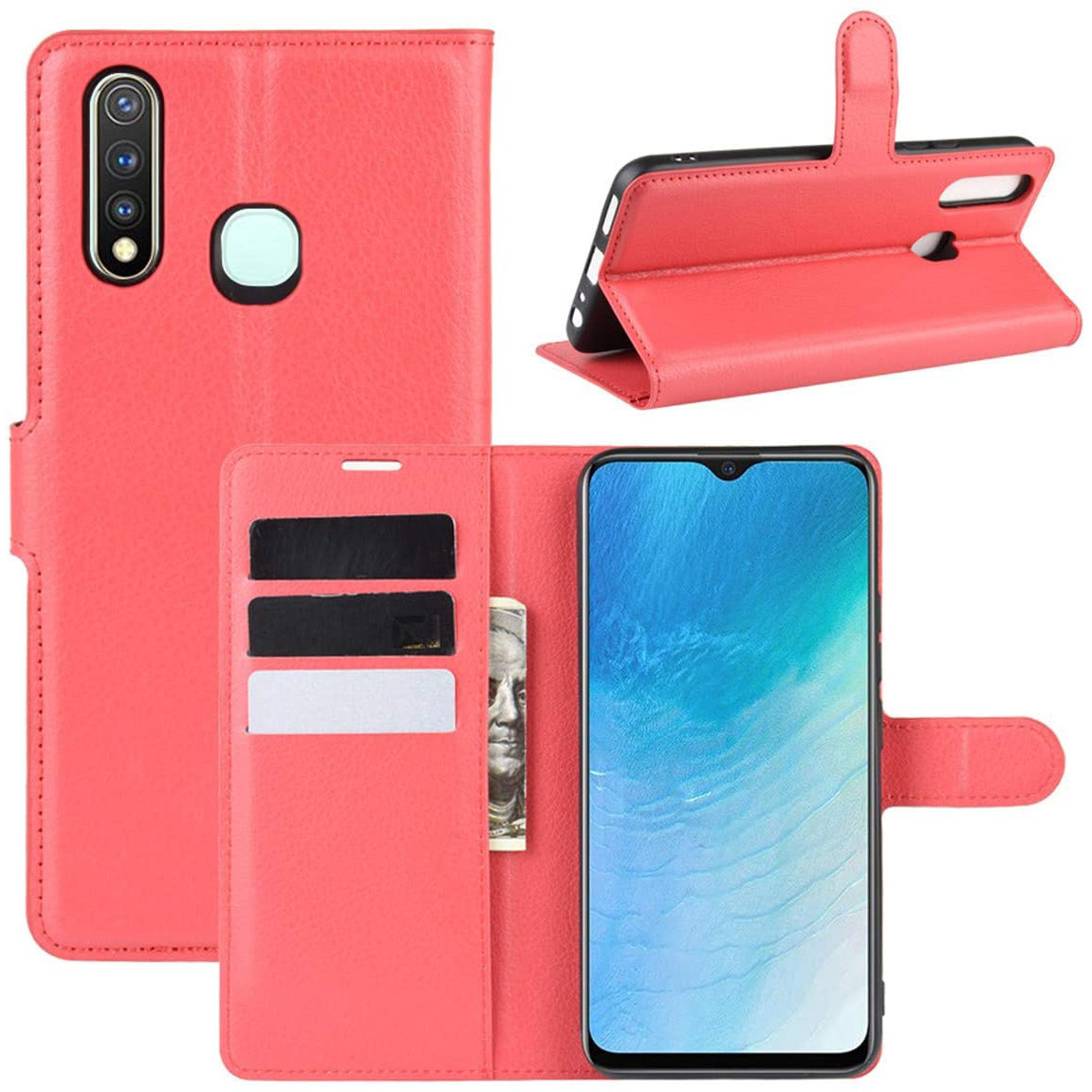 Чехол-книжка Litchie Wallet для Vivo U3 / Y5S / Y19 Red