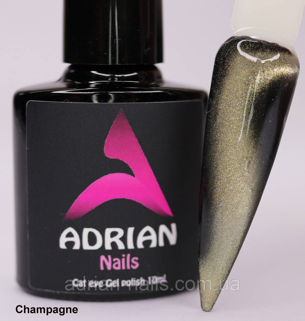 Гель-лак Champagne Кришталевий Котячий Око (Shine) — Adrian Nails Шампань 10ml — 043