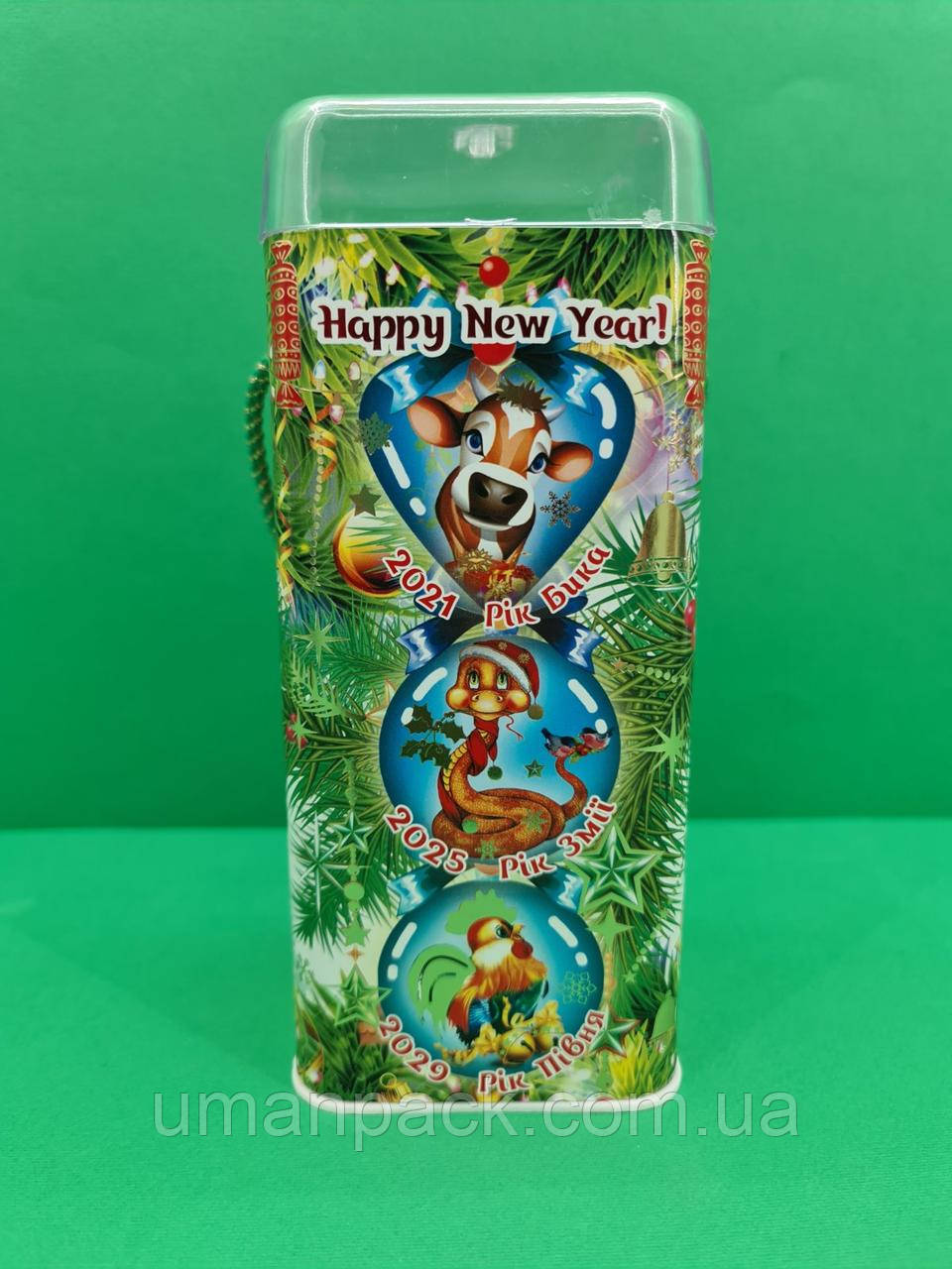 Новорічна подарункова картонна упаковка для цукерок /Зодіак (d87* 205mm) (1 шт), фото 1