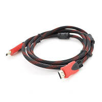 Кабель мультімедійний HDMI to HDMI 15m v1.4, OD-7.5mm Black/RED Merlion (YT-HDMI(M)/(M)HS-15m)