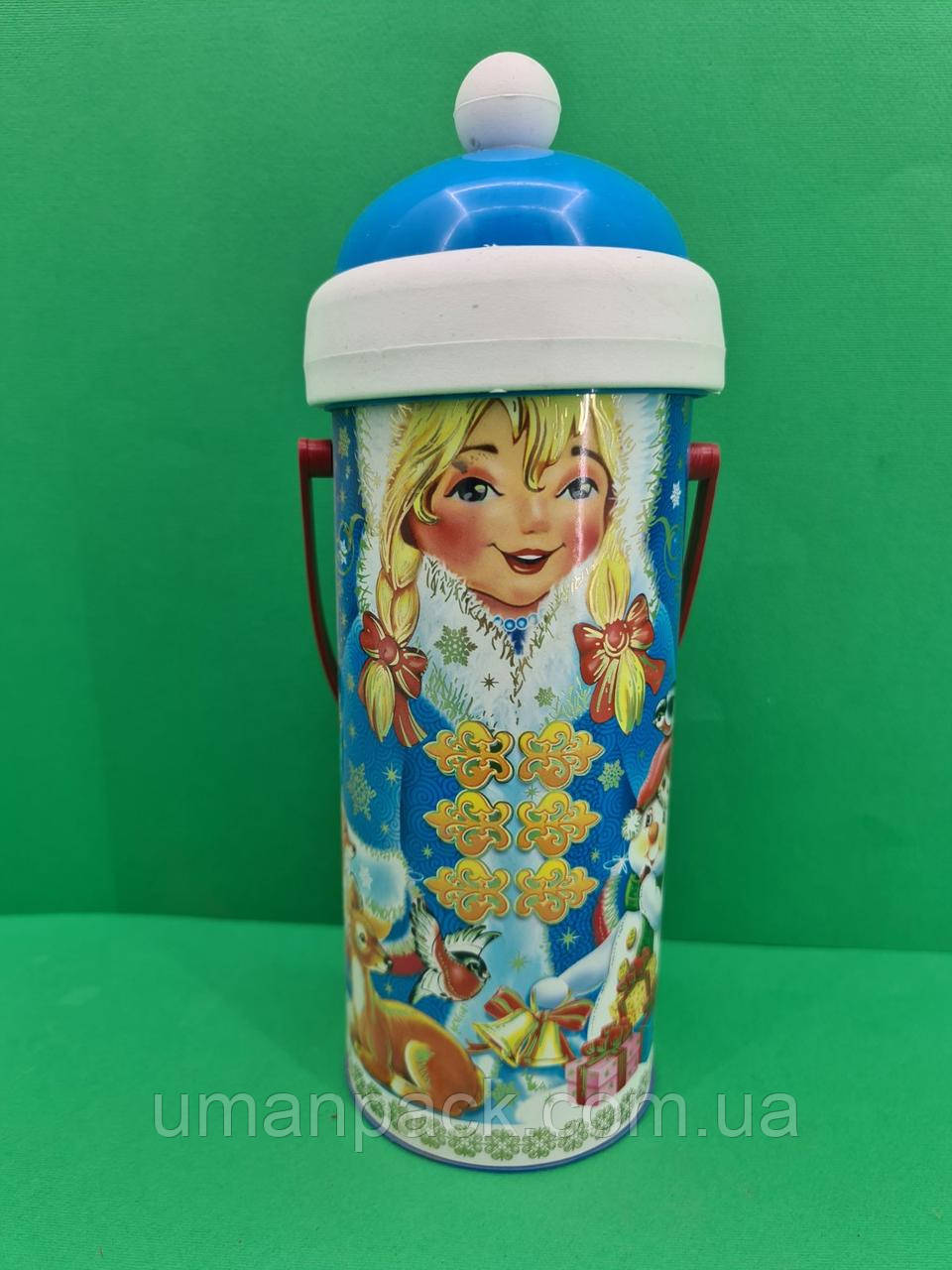 Новорічна подарункова картонна упаковка для цукерок /Снігуронька(d-67*165mm) (1 шт)