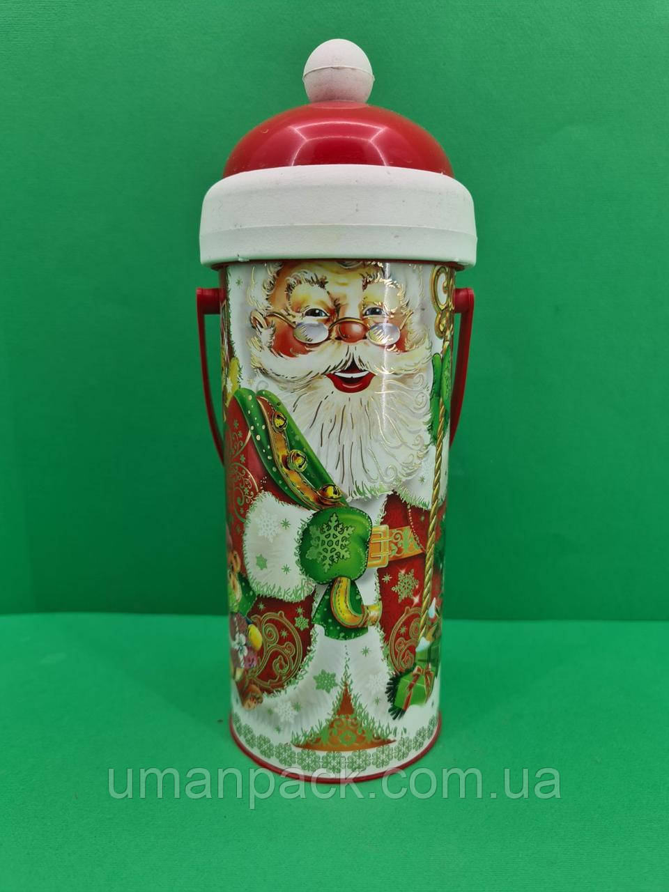 Новорічна подарункова картонна упаковка для цукерок /Дід Мороз і ведмежа(d-67*165mm) (1 шт), фото 1