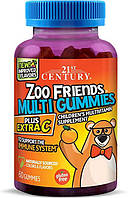 Мультивітаміни для дітей с вітаміном С, Zoo Friends Multi Gummies, Plus Extra C, 21st Century, 60 желейок