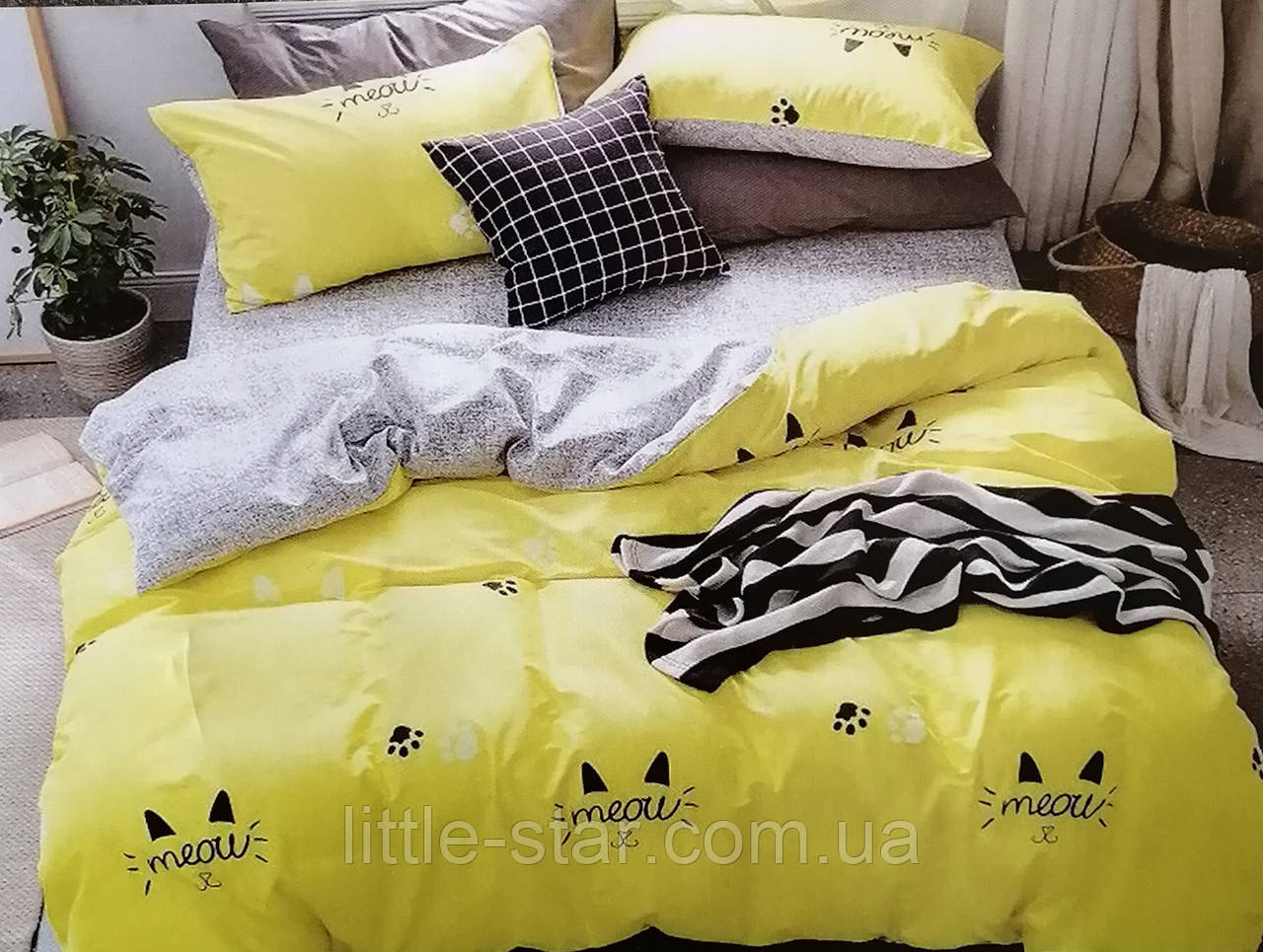 Комплект підліткового постільної білизни Котячі лапки, Бязь Люкс, полуторний