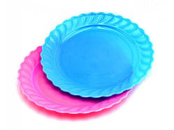 Пластикова Тарілка мілка "Коса" (КОЛЬОРОВА, МАЛА)