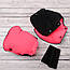 Муфта рукавички роздільні, на коляску / санки, універсальна, для рук, чорний фліс (колір - кораловий), фото 2