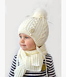 Зимова шапка Білосніжка тепла з помпоном. Шапка з помпоном на дівчинку 2-5 років, шапка з бубоном дівчинці, фото 7
