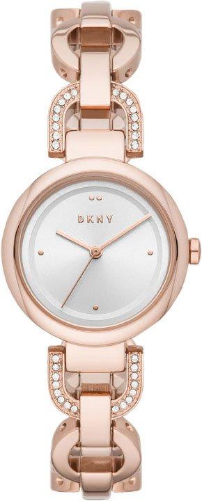 Годинники наручні жіночі DKNY NY2851 кварцові, браслет з фіанітами, колір рожевого золота, США