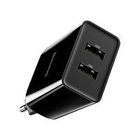 Зарядка для телефона сетевая BASEUS Speed Mini Dual U Charger (2USB, 2A, 10.5W). Black