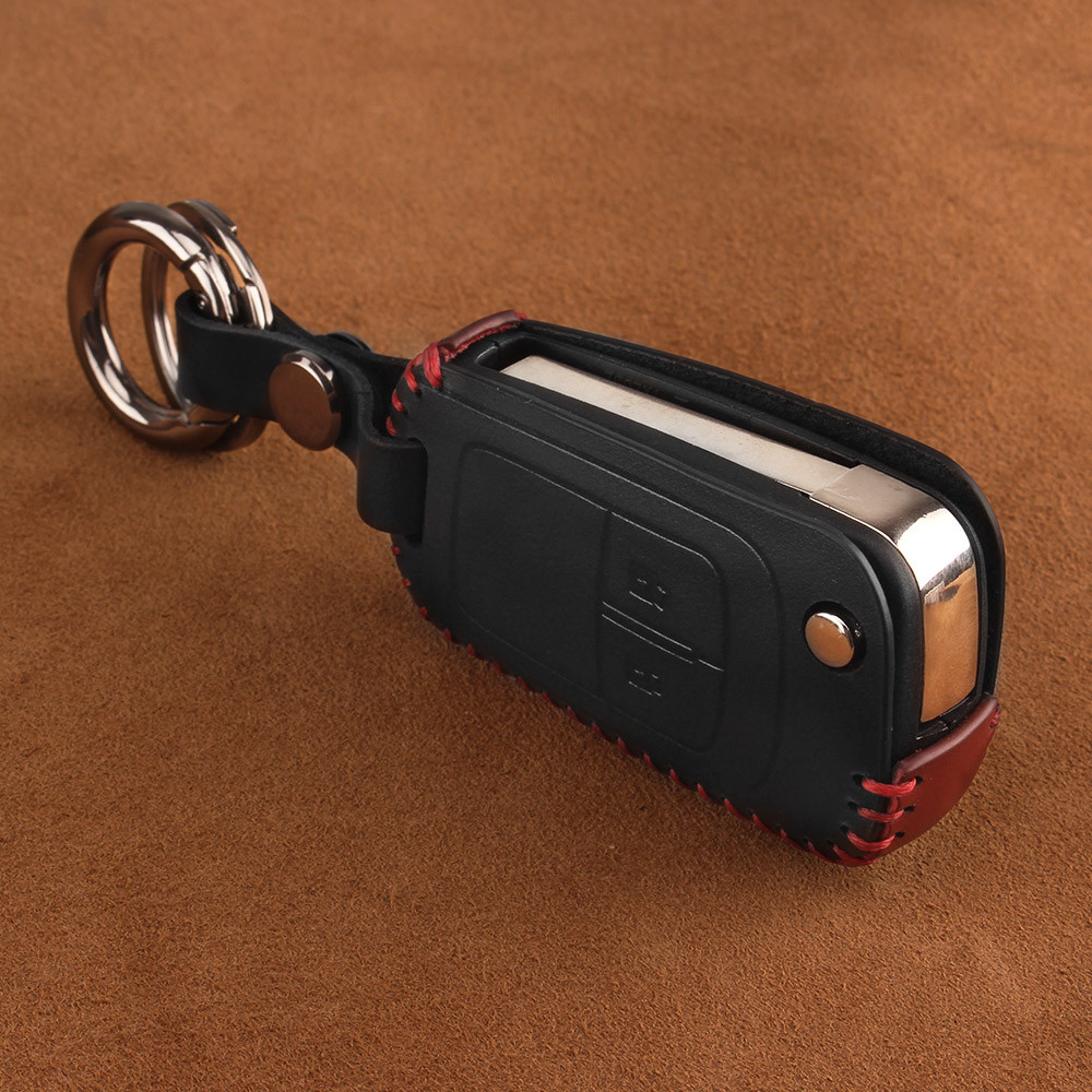 Кожаный чехол для ключа зажигания автомобиля Chevrolet (Шевроле) черный 2 кнопки - фото 4 - id-p1290316440