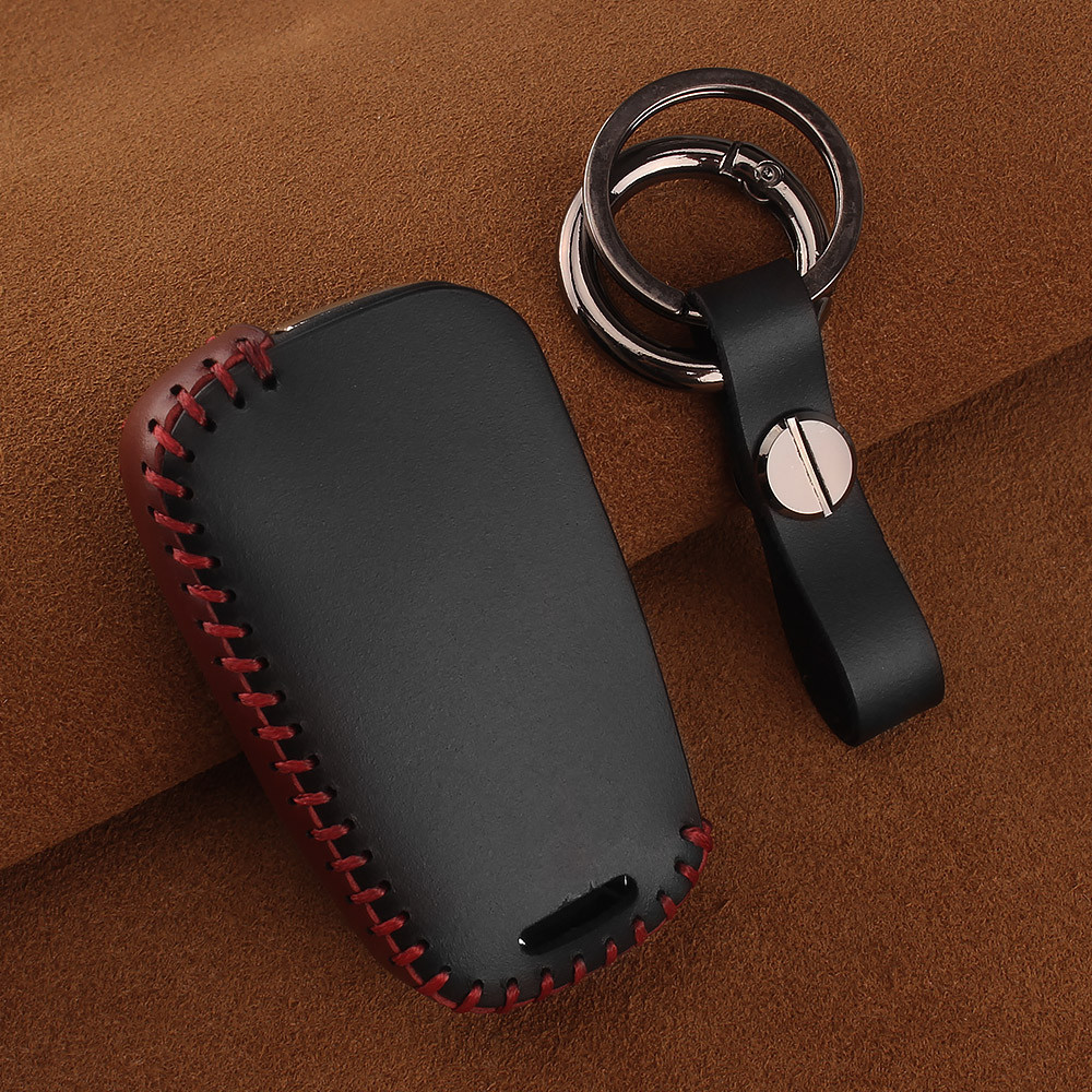 Кожаный чехол для ключа зажигания автомобиля Chevrolet (Шевроле) черный 2 кнопки - фото 3 - id-p1290316440