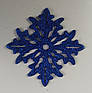 Новорічна підвіска Сніжинка квадратна 6 см | синя прикраса на ялинку з гліттером | набір 10 шт, фото 2