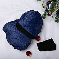 Муфта рукавички раздельные, на коляску / санки, универсальная, для рук, черный флис (цвет - темно-синий)