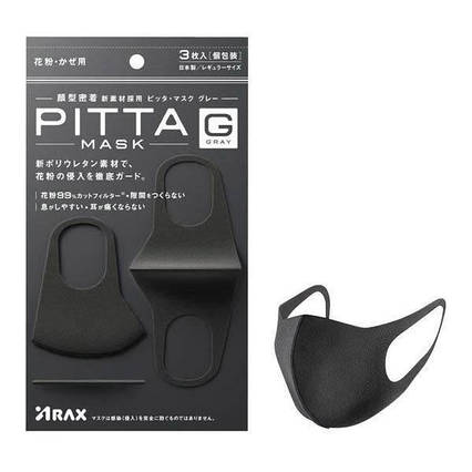 Багаторазова маска піта вугільна ARAX Pitta Mask G (еластичний поліуретан), фото 1