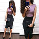 Плаття олівець висока талія з розрізом замш, фото 8
