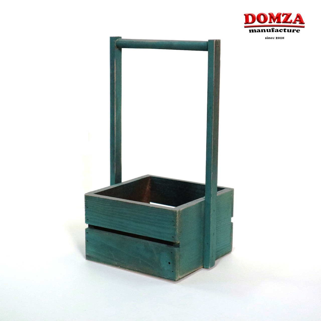 Ящик дерев'яний із ручкою зелений із коричневим, 15х15х10(30) см