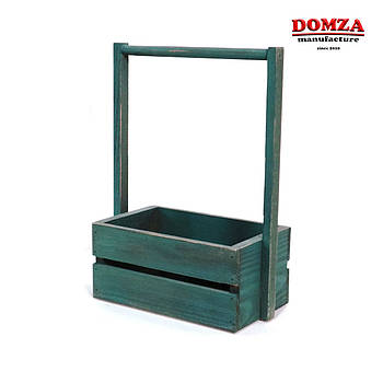 Ящик дерев'яний із ручкою зелений із коричневим, 20х12х10(30) см